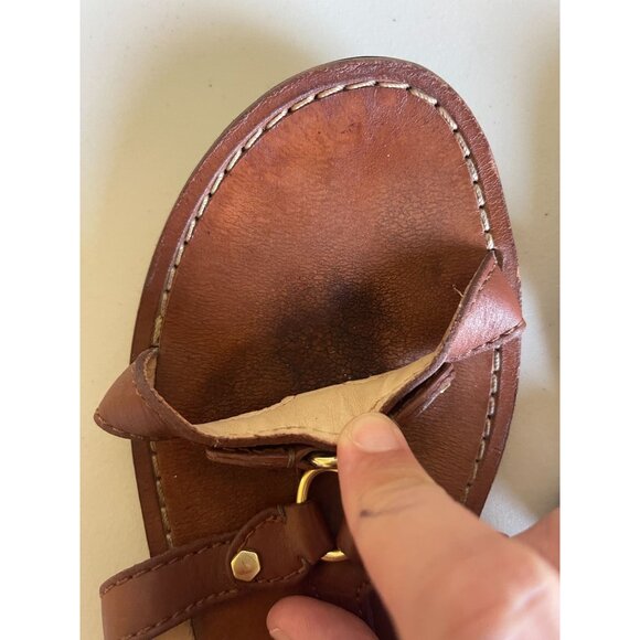 Cole Haan 9.5B Gladiator Sandals Ankle Strap Brown Gold Leather - Picture 5 of 10